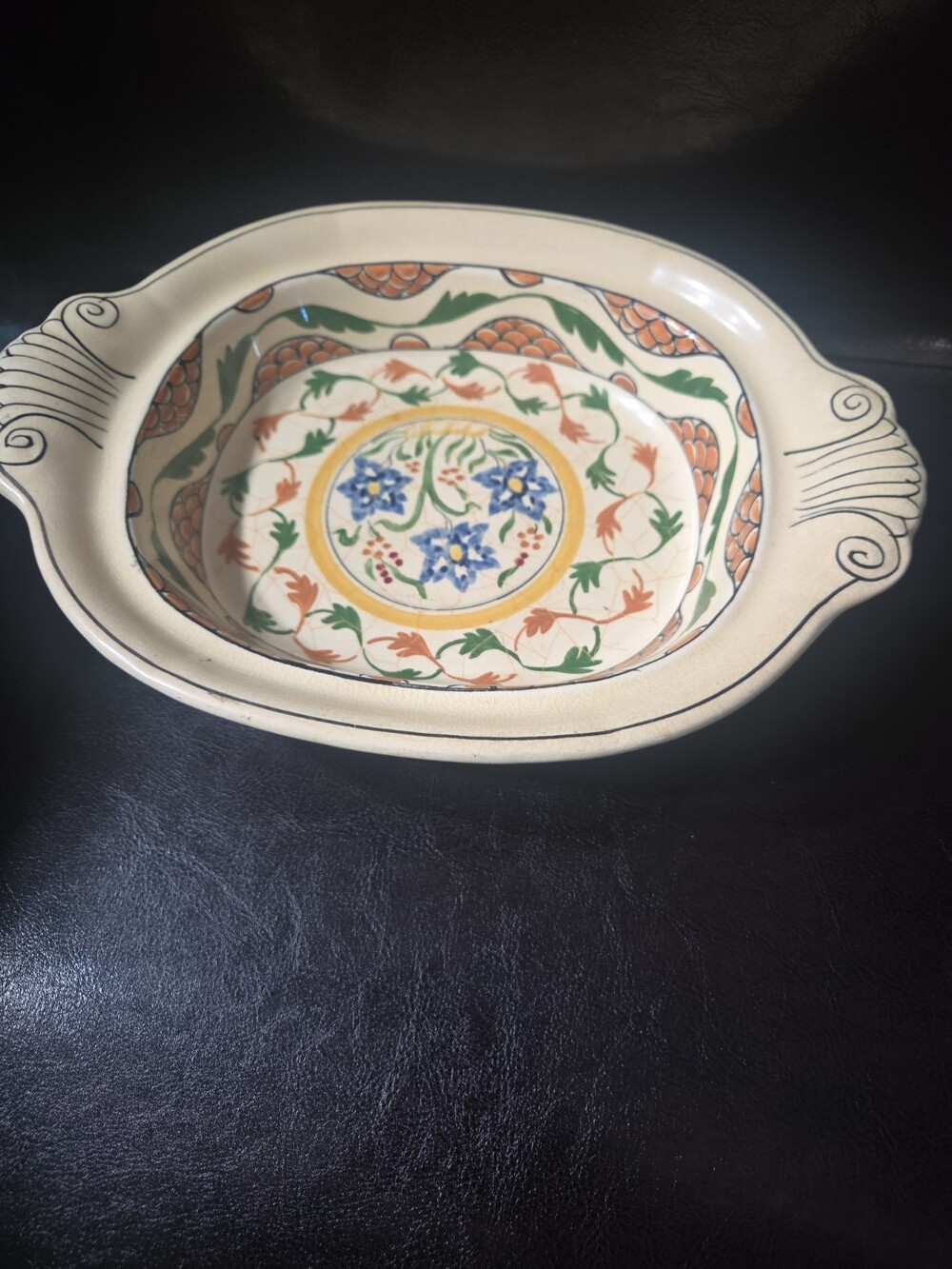 Adams Titian Ware Hand Painted Floral Oval Bowl - Used